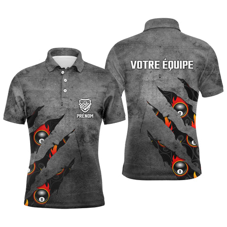 Polo De Billard Professionnel Avec Prénom Et Equipe Personnalisés, Boule De Billard - CT27062327 Polo Homme