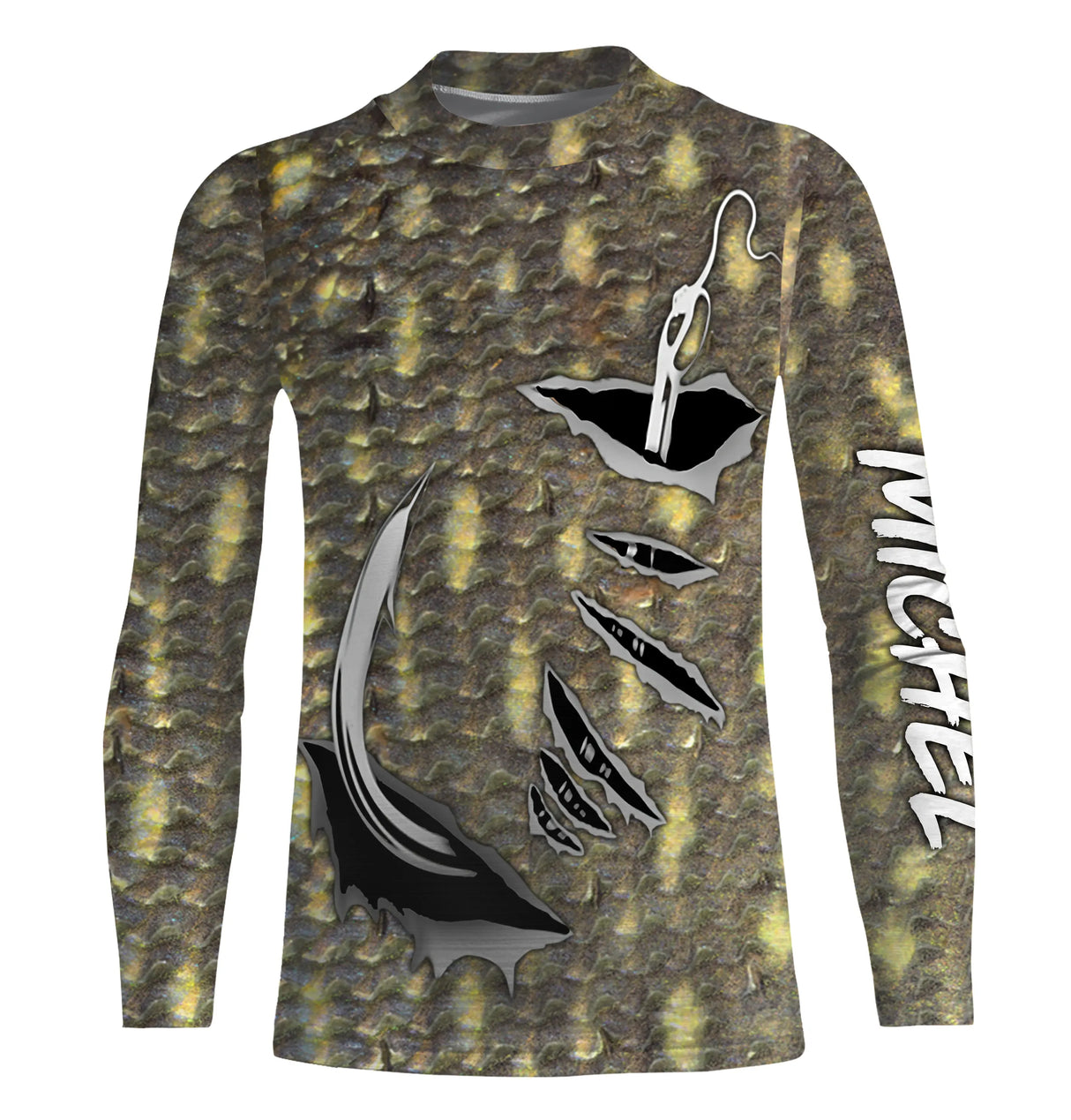 Sweat capuche pêche brochet écailles vert-or hameçons pour pêcheur jerkbait swimbait