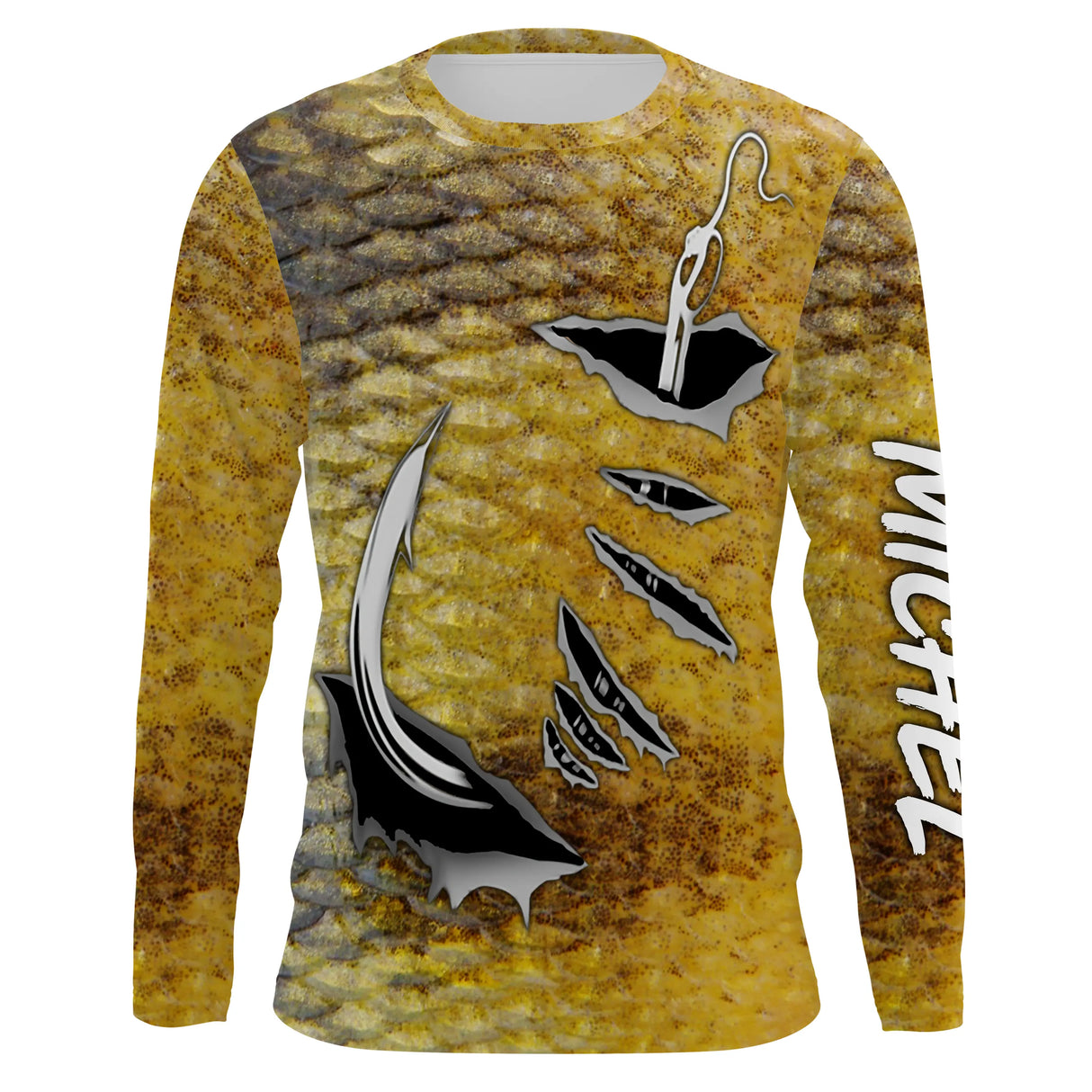 T-shirt anti UV manches longues pêche perche, robe rayée jaune et noire, vêtement halieutique unisexe pour carnassiers
