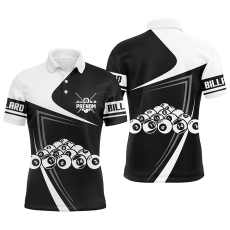 Polo Billard Professionnel Personnalisé Noir Et Blanc, Jeu De La 14/1, Idée Cadeau Fan Billard - CT29062323 Polo Homme
