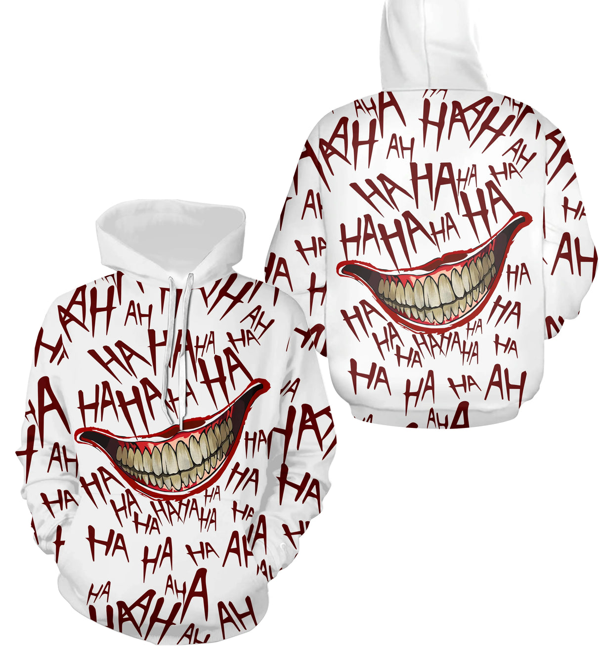 T-shirt Halloween blanc variante avec sourire effrayant Joker