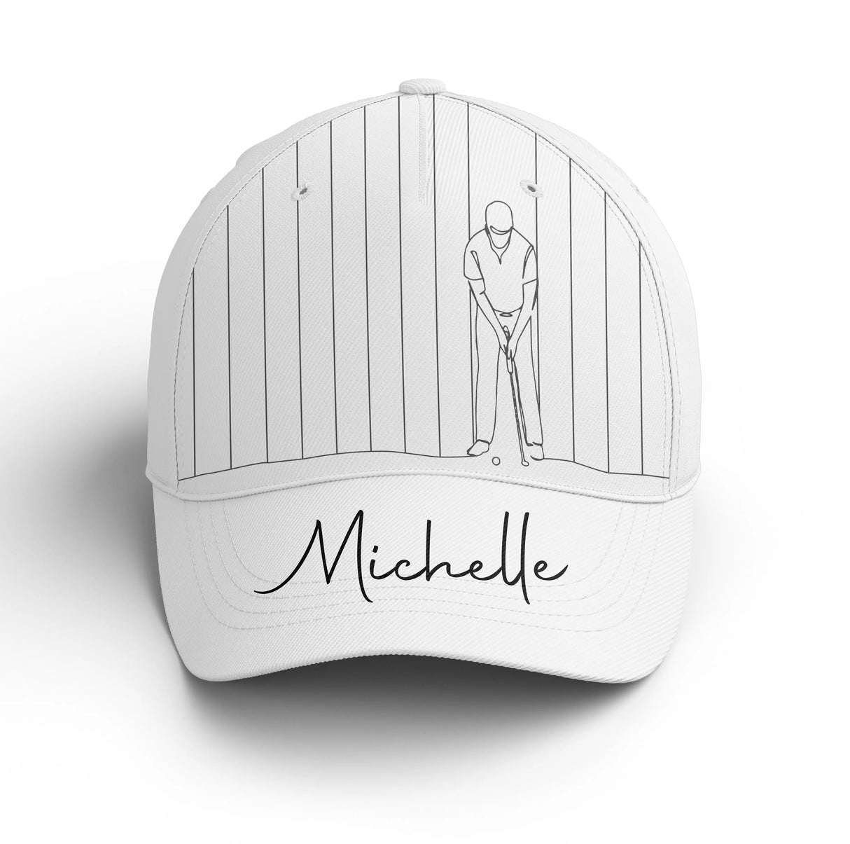 Casquette golf bleu marine golfeur silhouette swing prénom broderie unisexe personnalisée