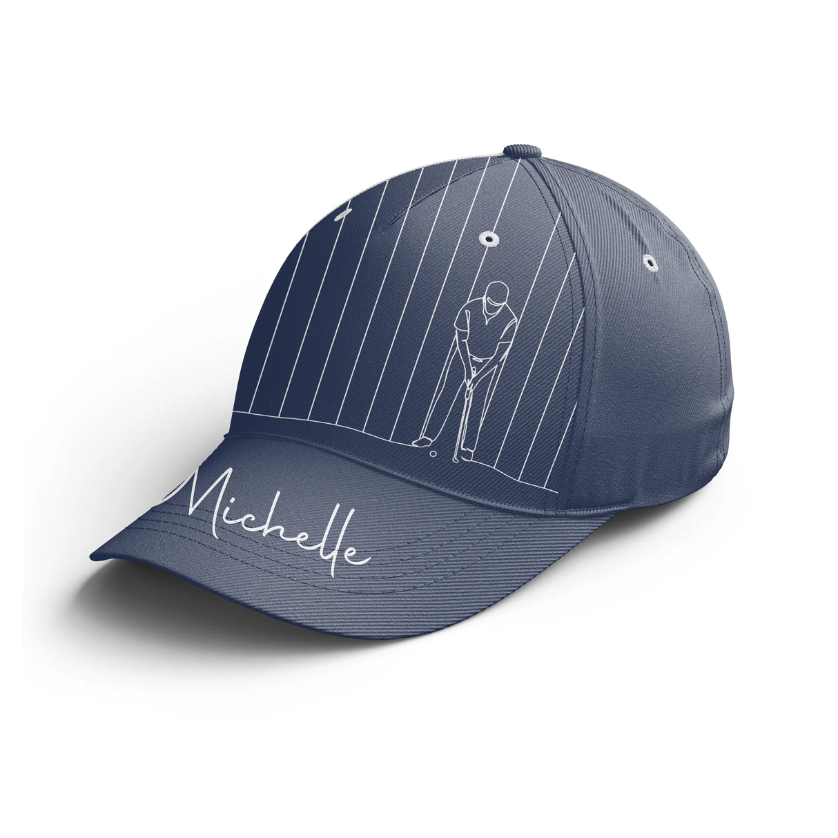 Casquette golf noire golfeur silhouette swing prénom broderie unisexe personnalisée