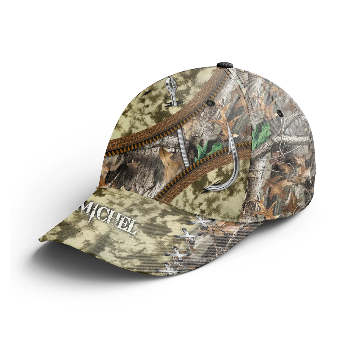 Casquette camouflage pêche hameçons realtree forêt feuillage automne pêcheur unisexe