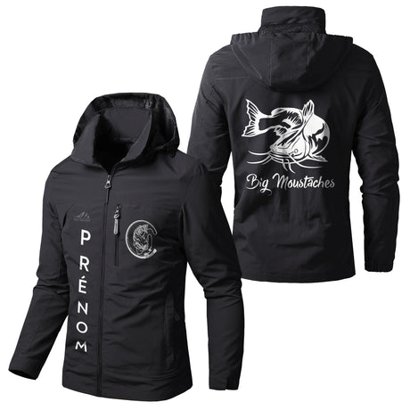Veste Imperméable Et Coupe Vent, Big Moustaches, Pêche Du Silure, Cadeau Personnalisé Pêcheur - CT05092339 Noir
