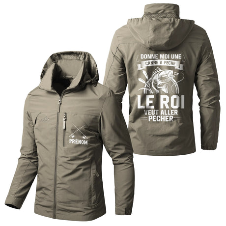 Alpenext Veste Imperméable et Coupe-Vent - Personnalisée Avec Prénom - Couleurs Multiples - Parfait Pour Les Pêcheurs - CT05092343 Kaki