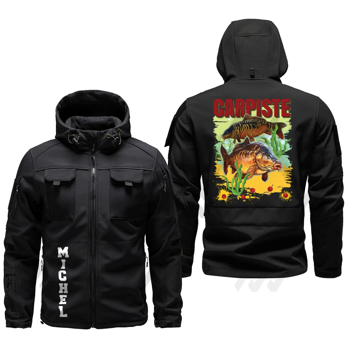 Veste de Pêche Personnalisée Alpenext - Idéale pour les Passionnés de Carpe - A070624N01 Noir