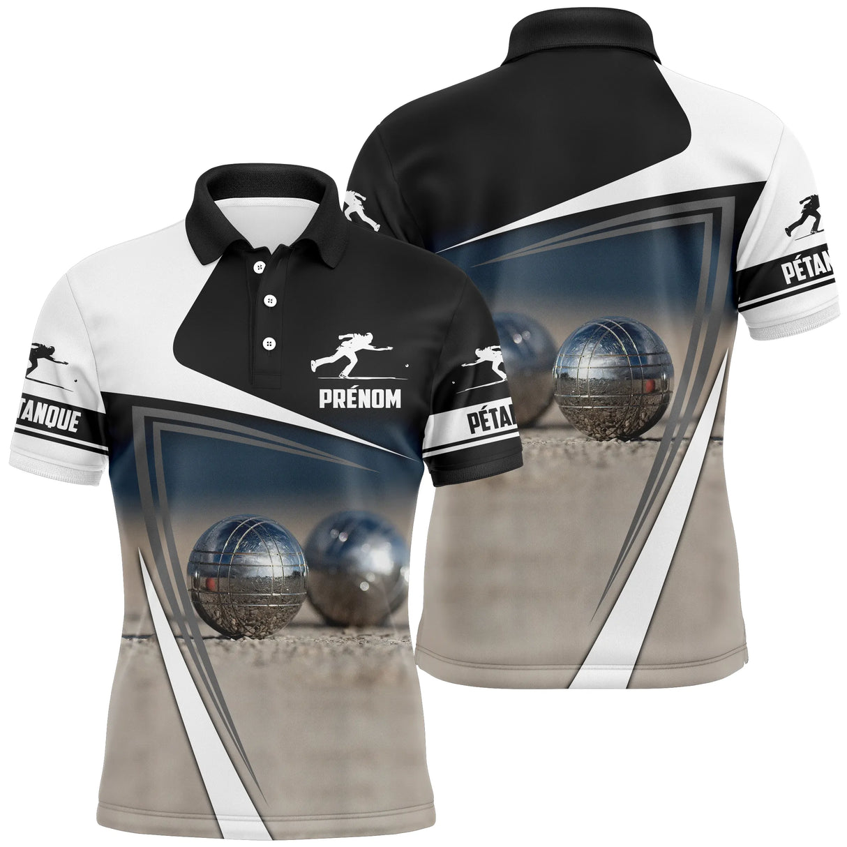 Polo Pétanque Personnalisé - Motif Bouliste et Boules - Cadeau Idéal pour les Passionnés de Pétanque - CT08072311 Polo Homme