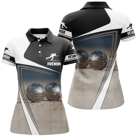 Polo Pétanque Personnalisé - Motif Bouliste et Boules - Cadeau Idéal pour les Passionnés de Pétanque - CT08072311 Polo Femme