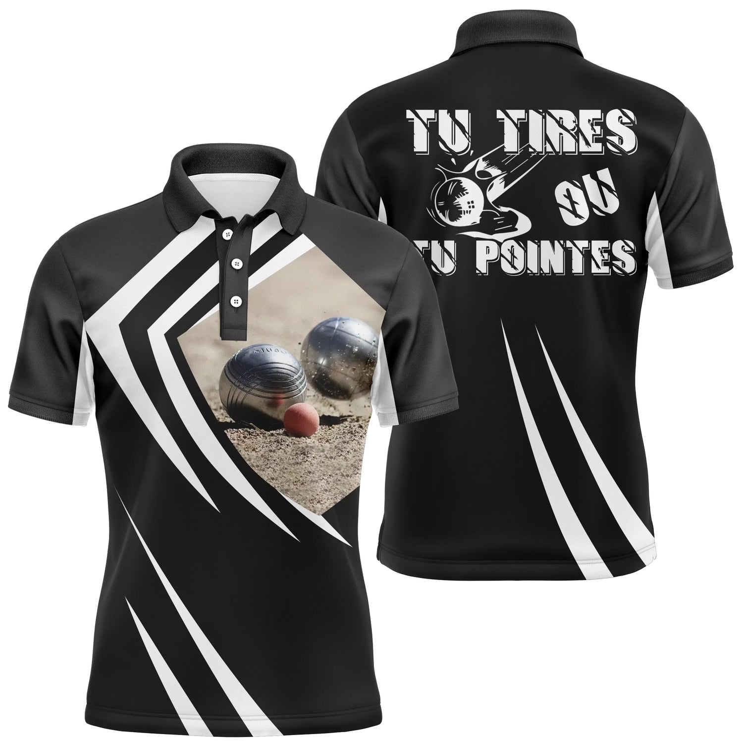 Polo Personnalisé Pétanque, Cadeau Idéal Bouliste, Tu Tires Ou Tu Pointes - CT11082319 - Polo Homme