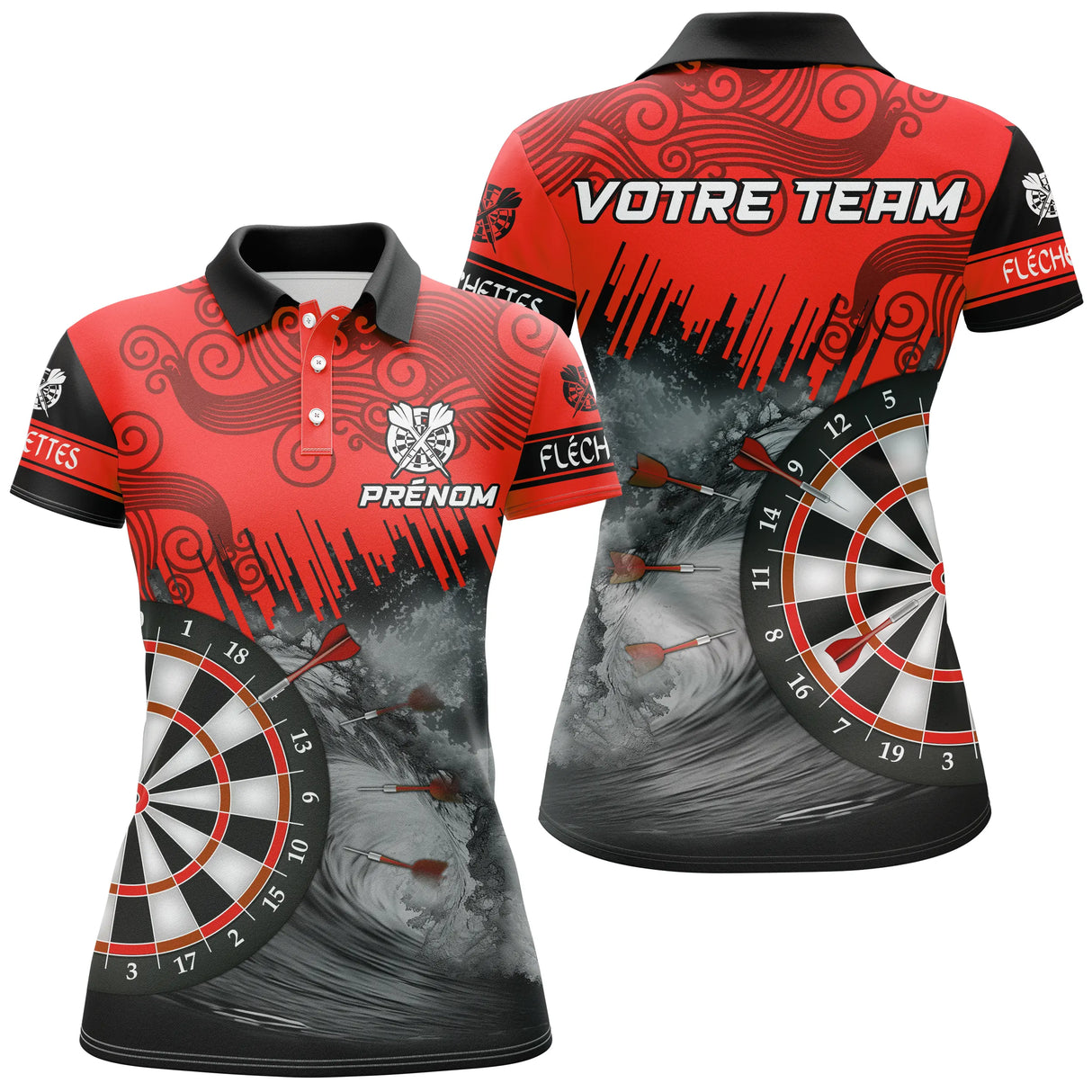 Maillot bowling personnalisé femme rouge, variante coloris pour team et club