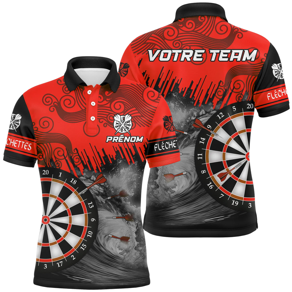 Maillot bowling personnalisé homme rouge, variante coloris pour team et club