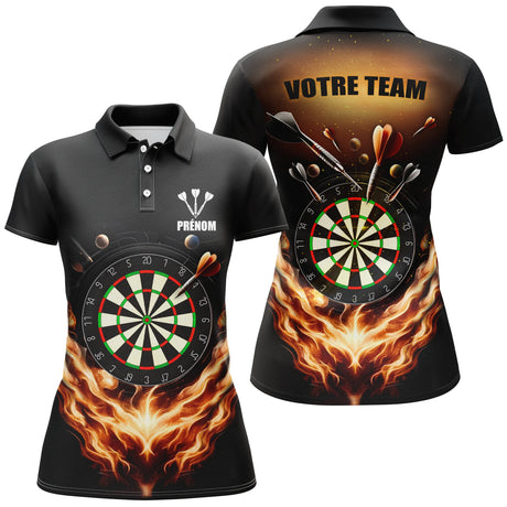 Polo Personnalisé Fléchettes - Design Cible en Feu, Confort et Style pour Joueurs - AL12062425 - Polo Femme