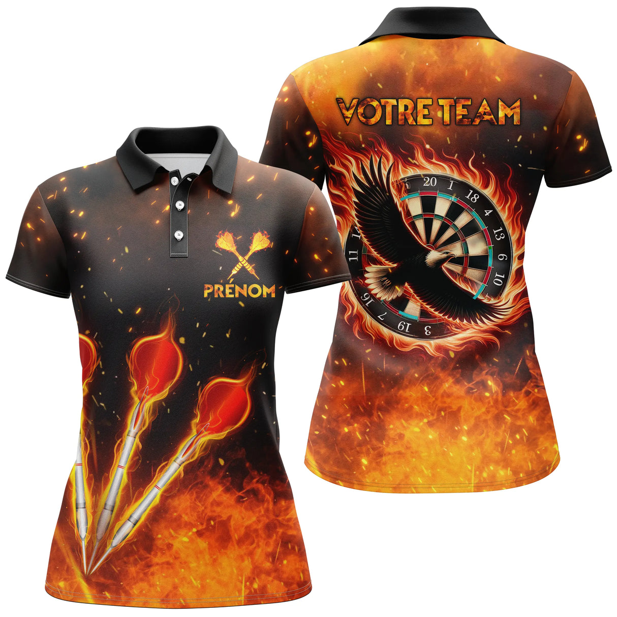 Polo Personnalisé Flammes et Fléchettes – Confort et Style pour Équipes et Tournois - AL12062426 - Polo Femme