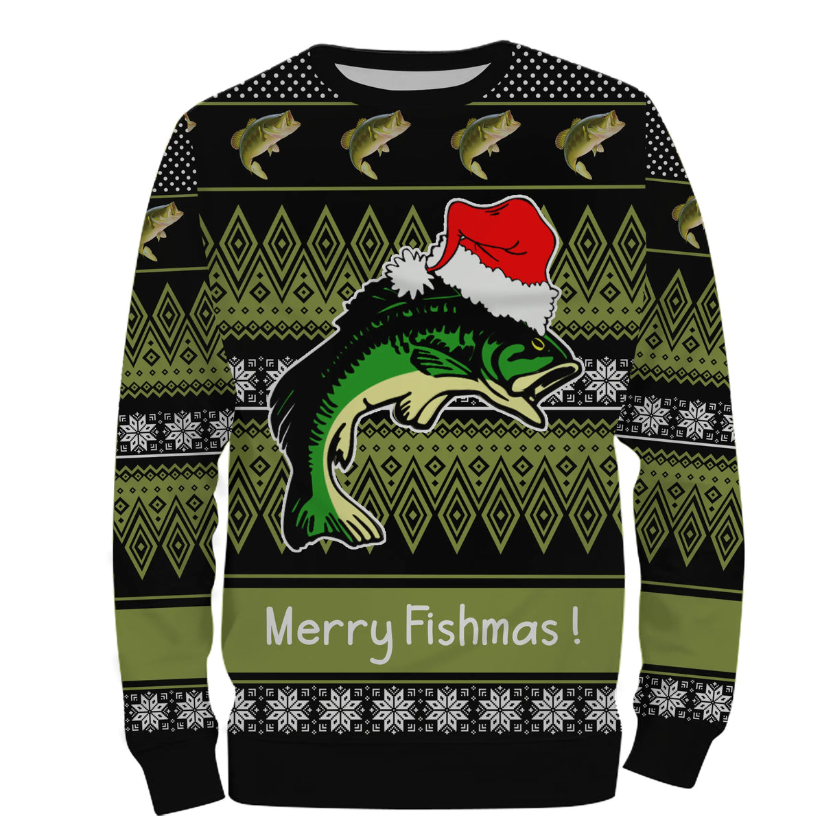 Sweat à capuche Noël Merry Fishmas, design ugly christmas sweater pour passionné halieutique