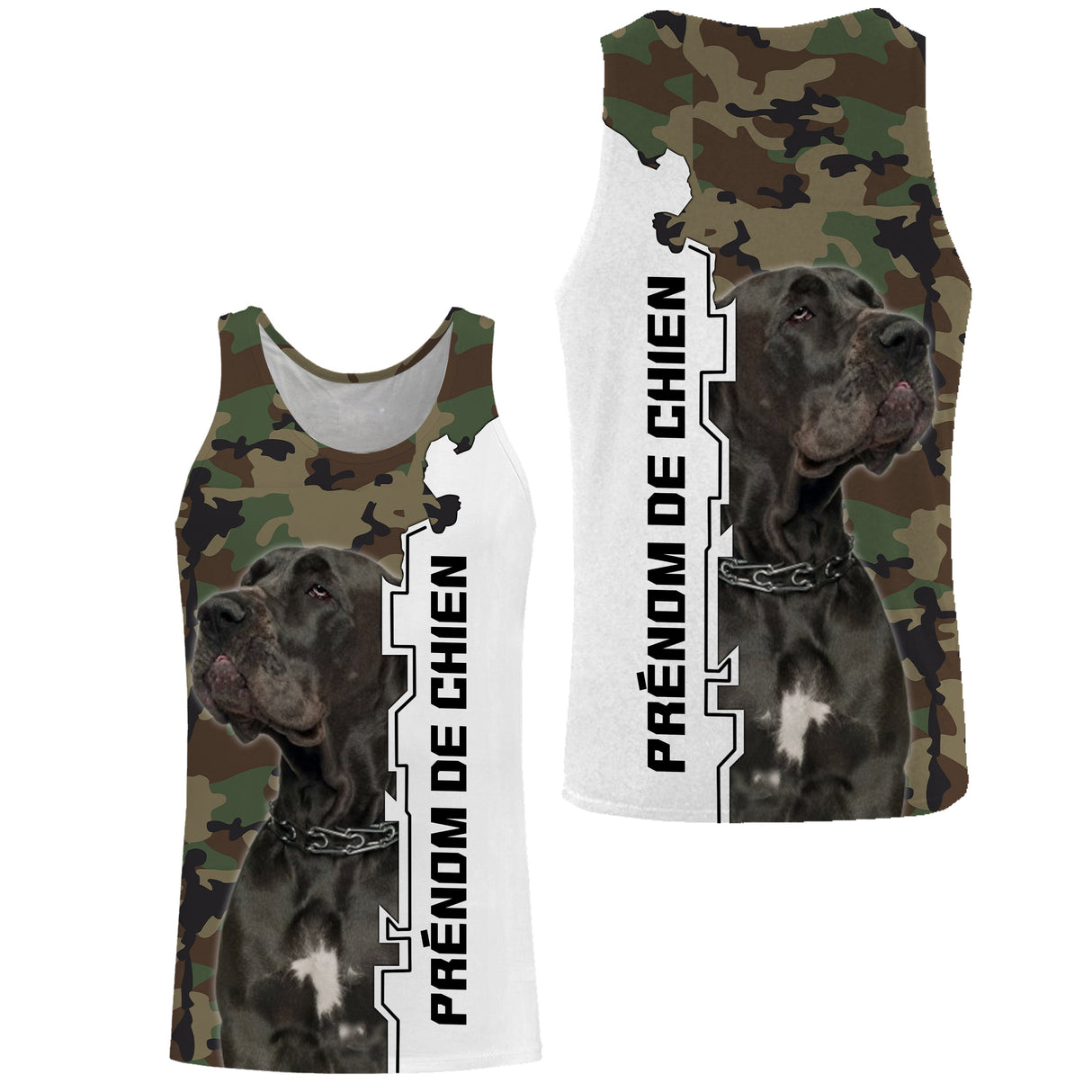 Sweat zippé Great Dane all-over camouflage forêt motif Dogue Allemand bleu photo prénom personnalisés maître