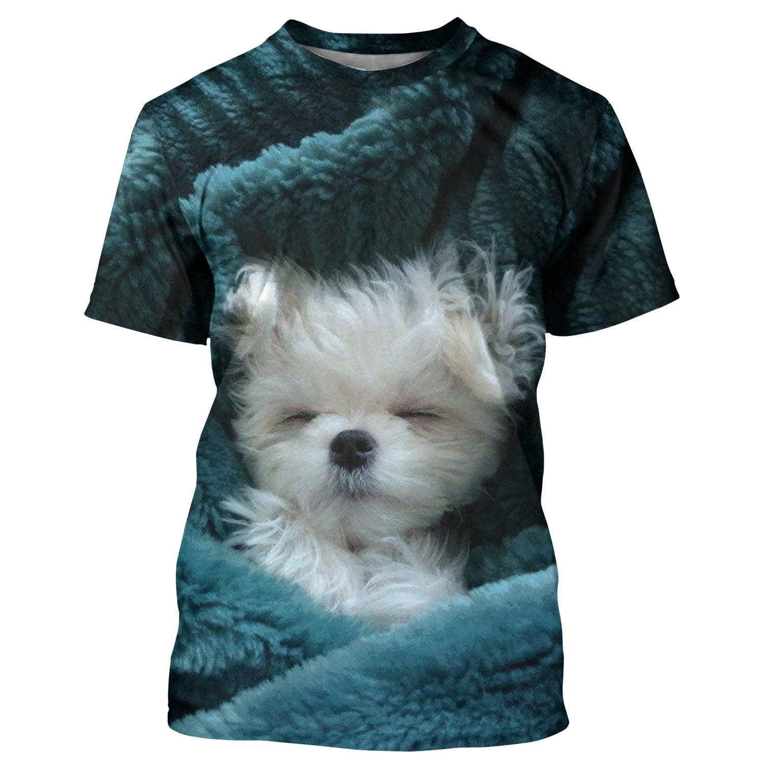 T shirt Tee Femme Bleu 3D Imprimer Chien Mignon Du Quotidien Fin De Semaine Basique Col Rond Normal Standard Chien 3D Peinture - CT16012314