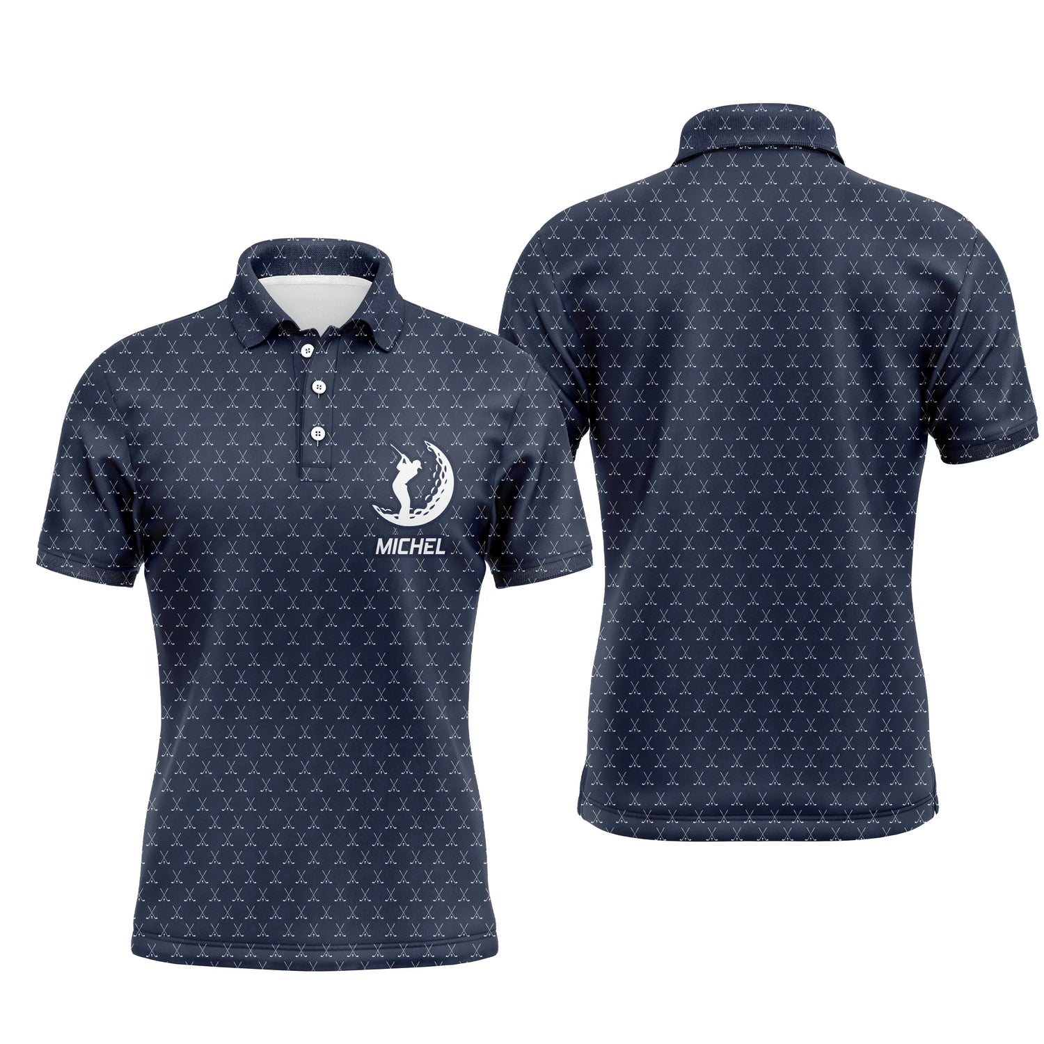 Produits Polo de Golf, Cadeau Personnalisé Golfeur, Golfeuse, Polo à Séchage Rapide Homme Femme, Logo Balle de Golf, Motif Club de Golf - CTS17052224 - Polo Homme Marine