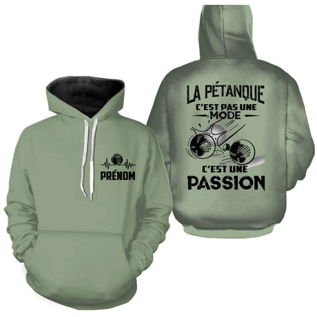 Sweat à Capuche Personnalisé Pétanque - Passion & Style Unique - A180325 - Sweat à capuche vert