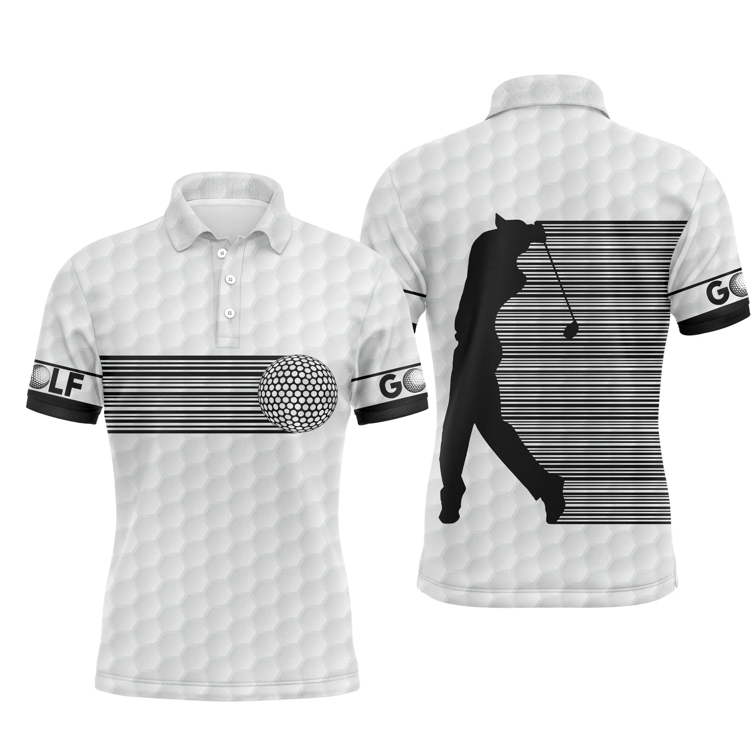 Rayures Noires et Blanches, Code-barres Polo de Golf, Polo de Sport, Cadeau Original pour Fans de Golf, Polo Homme Femme, VĂȘtements Golfeur et Golfeuse - CTS18052217 - Polo Homme
