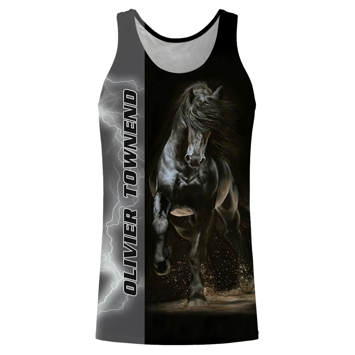 Sweat à capuche cheval frison noir avec frison au galop coupe unisexe FRISON