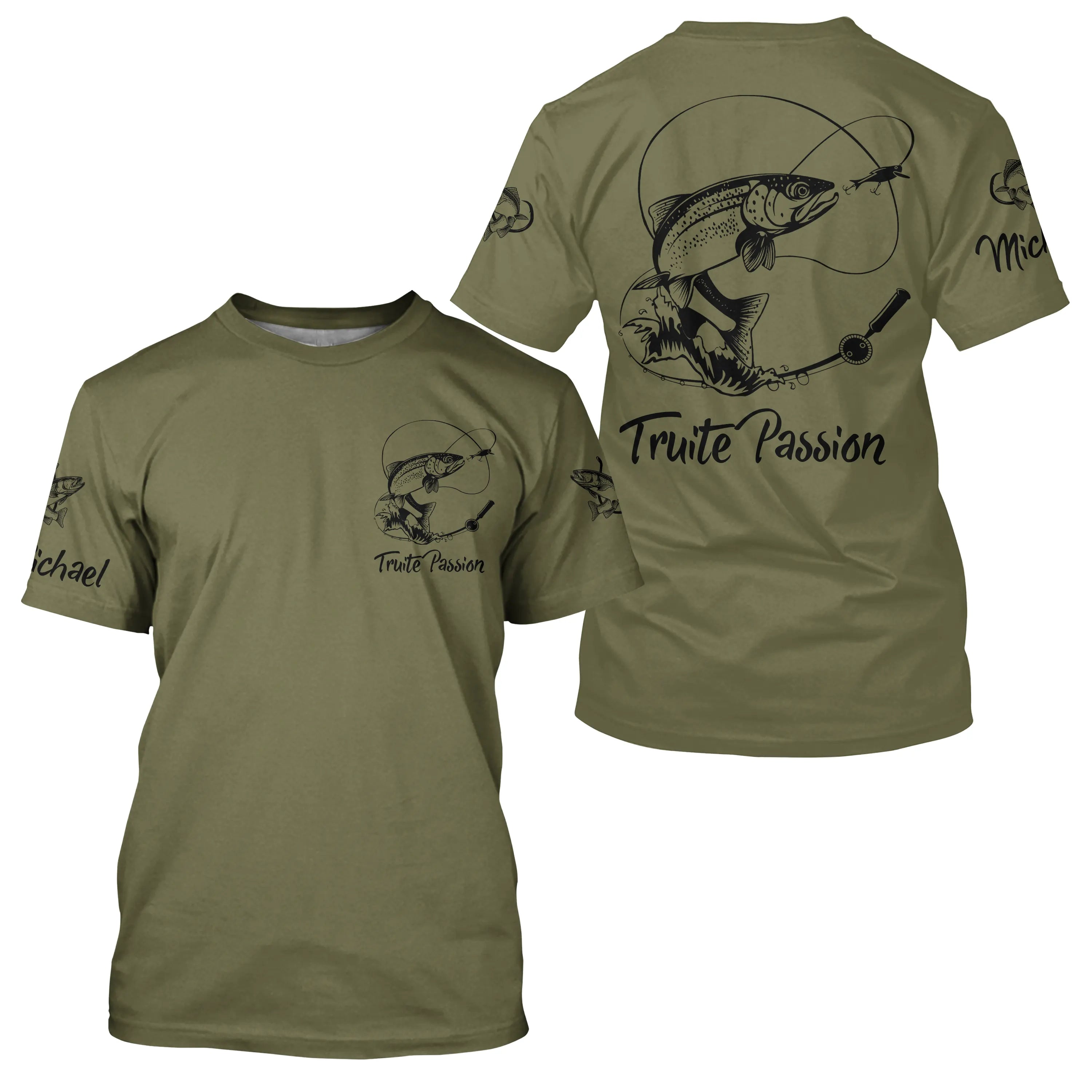 T-shirt Vintage Années 90 - Thème Pêcheur Et Truite Arc-en-ciel - Taille XL En Coton Beige - Très Bon état