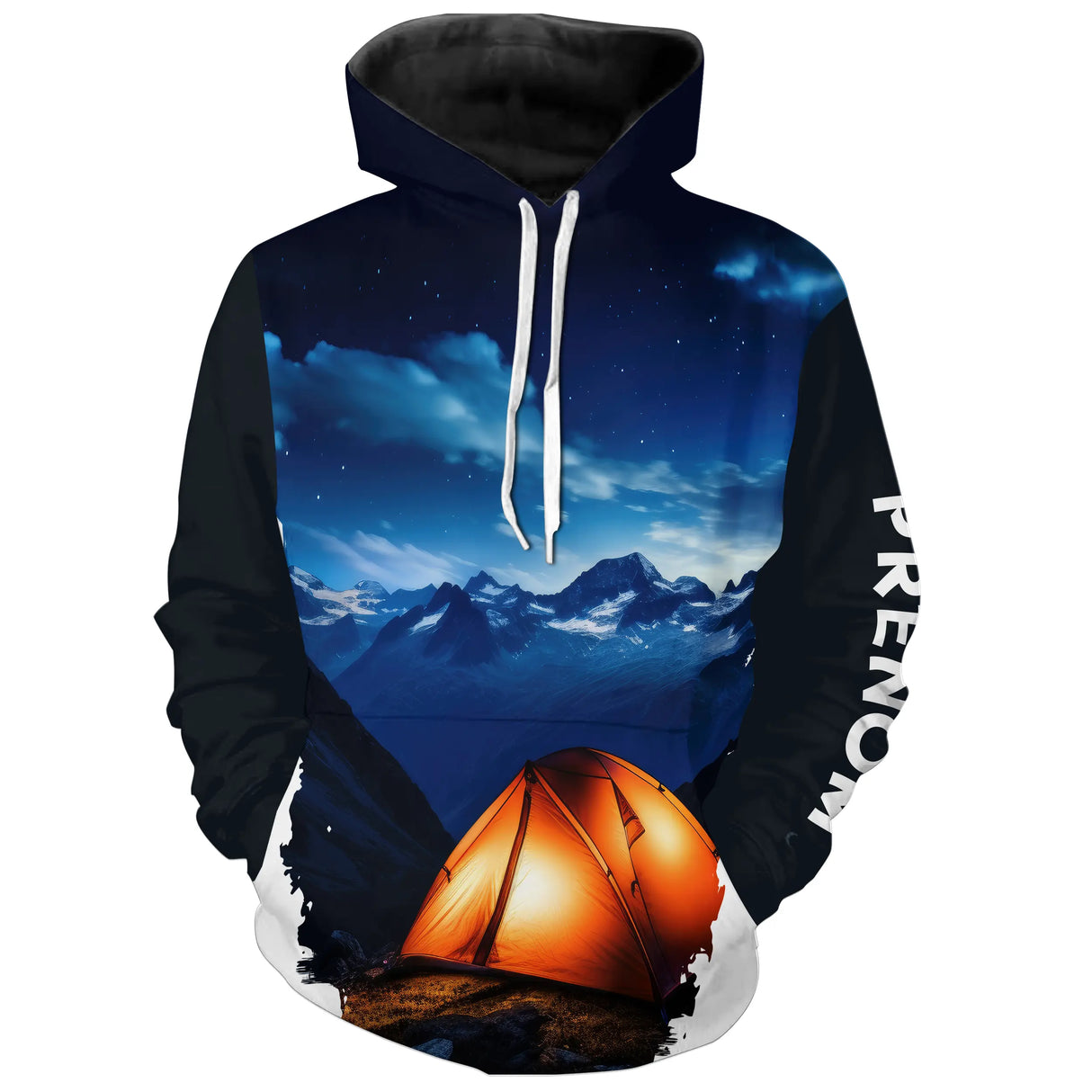 Nuit Étoilée en Montagne – T-Shirt Panorama Camping - Impression Tente Illuminée 3D - CT20022462 Sweat à Capuche All Over Unisexe