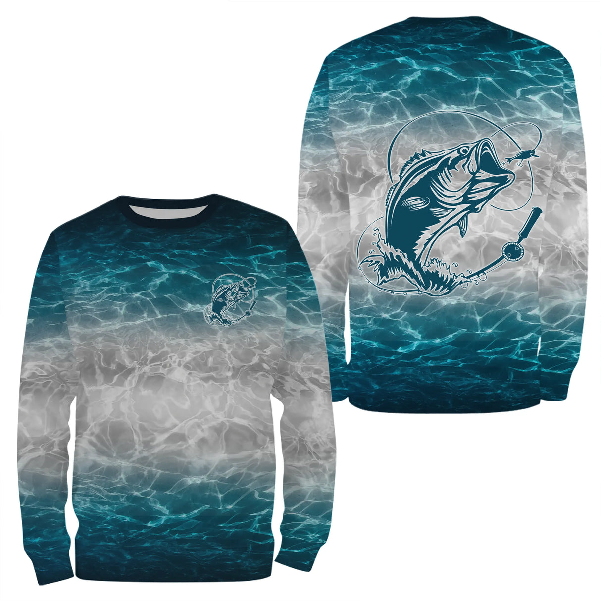 Sweat à capuche pêche blanc Tahiti aquatique silhouette pêcheur cannes tricolore
