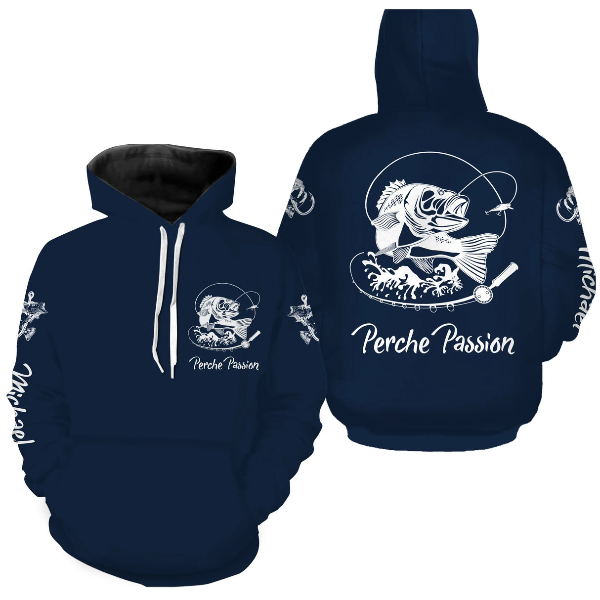 T-shirt manches longues pêche perche bleu marine pour street fishing et drop shot