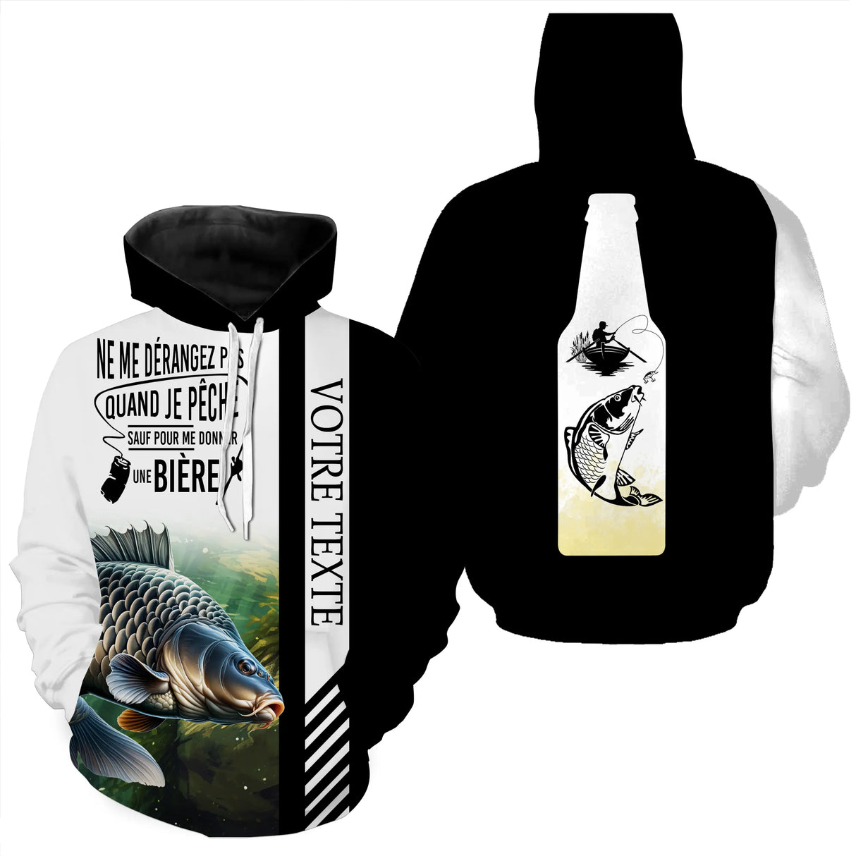 T-Shirt Pêche de Carpe Humoristique - Cadeaux Uniques, Respirants et Personnalisés pour Pêcheurs, Nouveauté Durable pour Toutes Saisons - CTS23052215 Sweat à Capuche All Over Unisexe