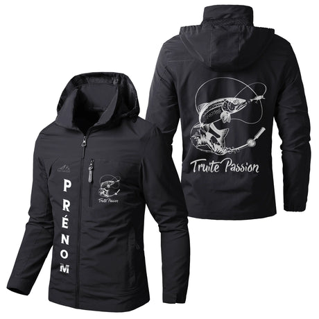 Veste Imperméable Personnalisée Pour Pêcheur, Pêche A La Truite, Cadeau Original Pêcheur - CT25112333 - Noir