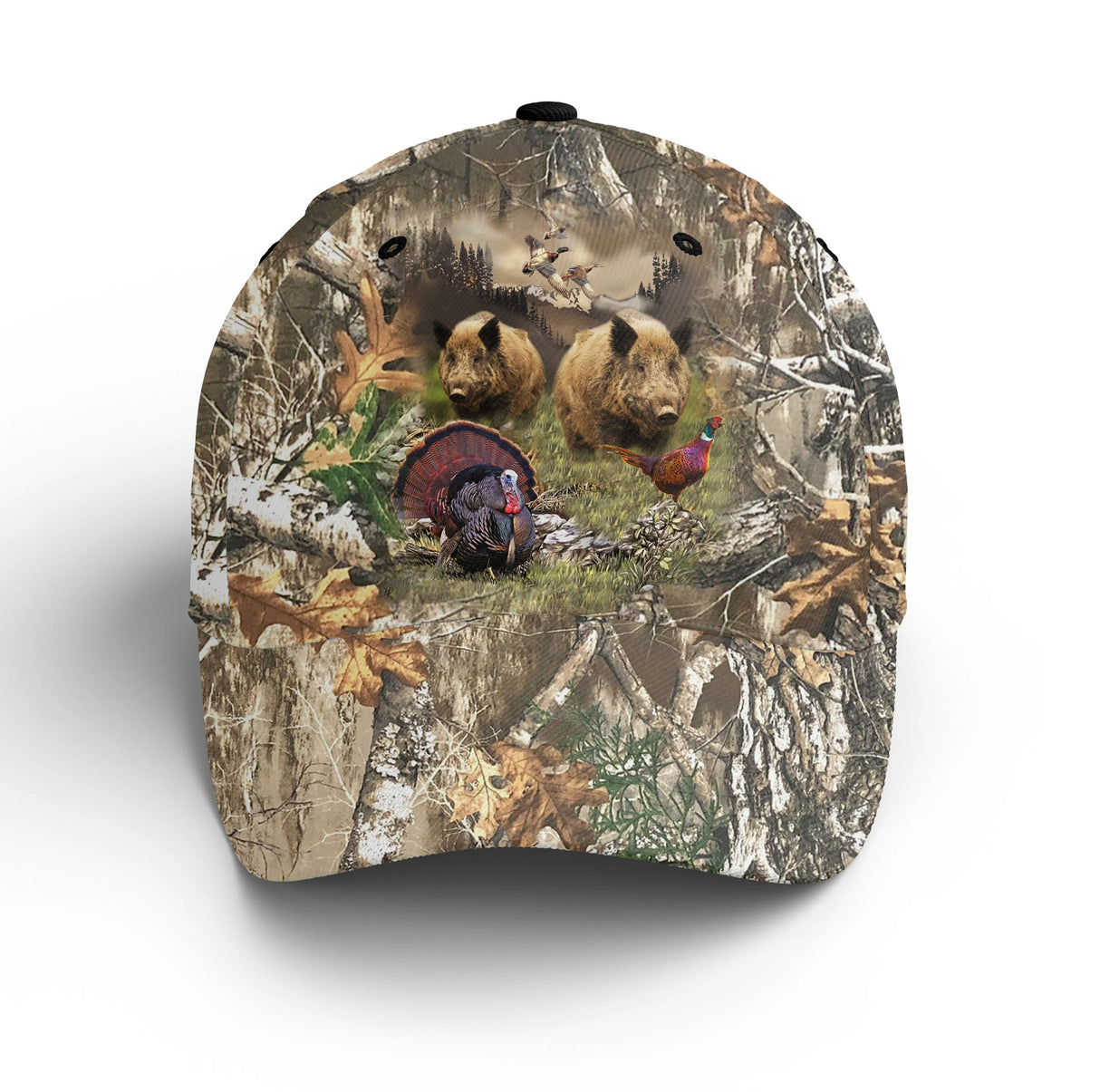 Casquette chasseur sanglier camouflage forêt brun ocre traque chasse unisexe