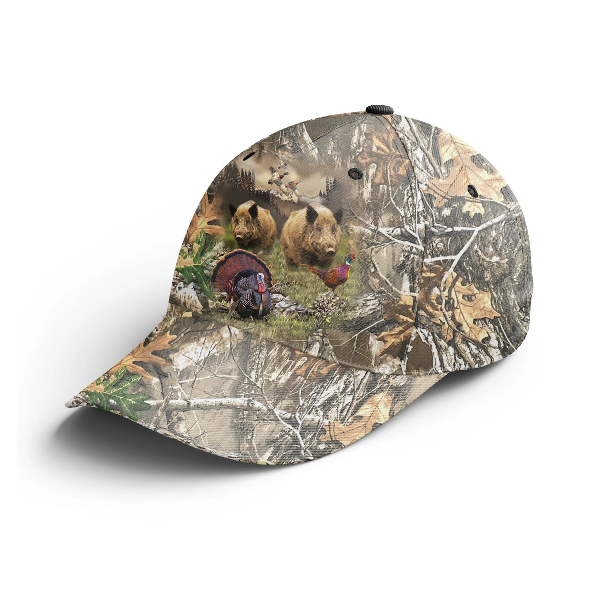 Casquette chasse sanglier camouflage forêt réaliste sangliers sous-bois automne unisexe immersive