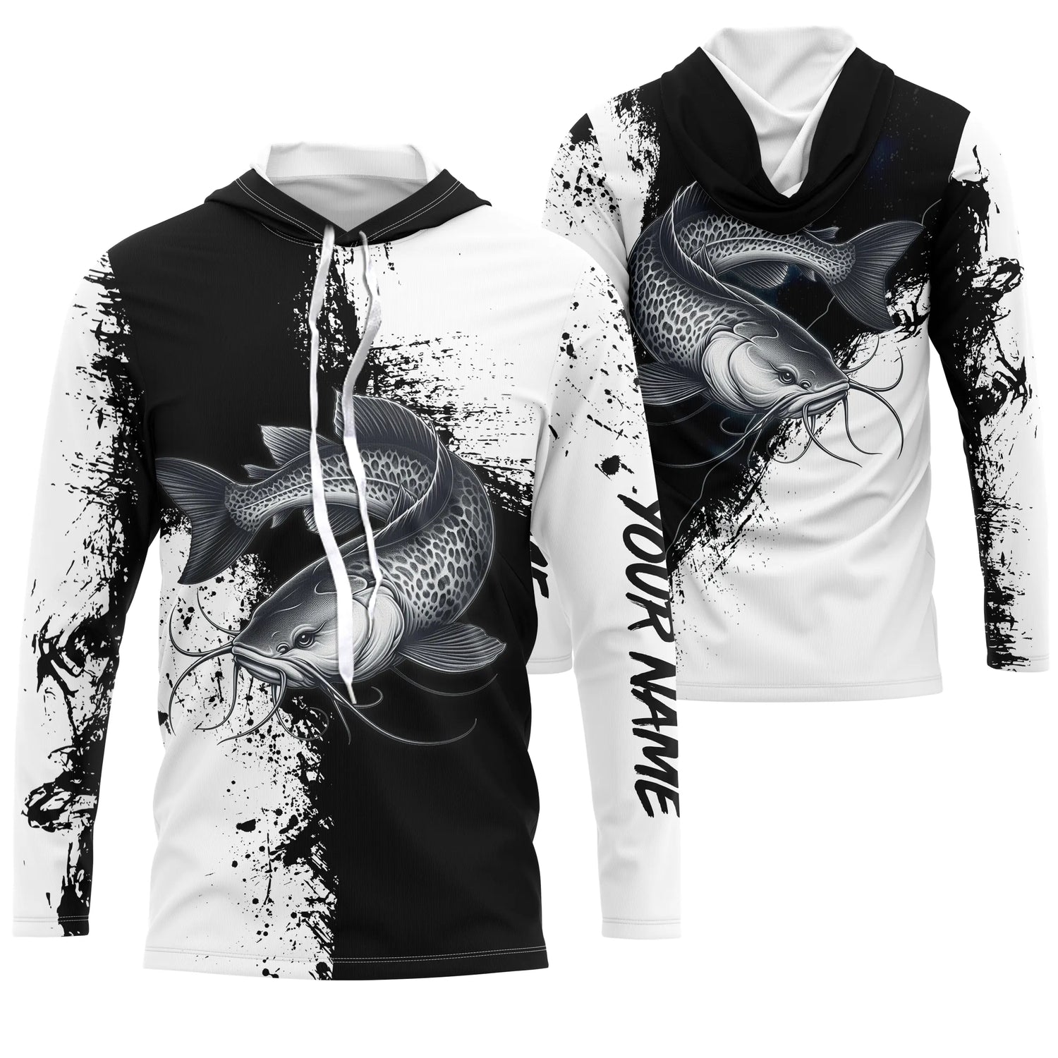 T-shirt Personnalisé Pêche Du Silure Noir et Blanc, Cadeau Original Pêcheur - CT26072214 Anti UV T-shirt à Capuche Unisexe