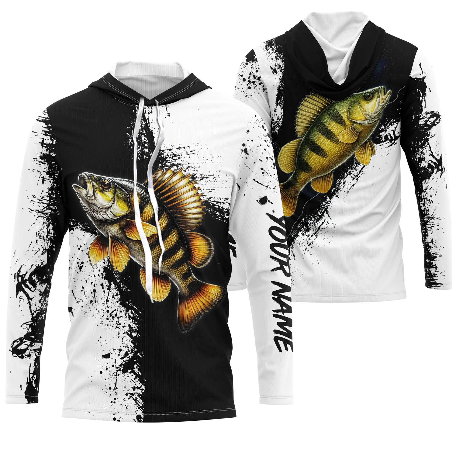 T-shirt Personnalisé Pêche De La Perche Noir et Blanc, Cadeau Original Pêcheur - CT26072215 Anti UV T-shirt à Capuche Unisexe