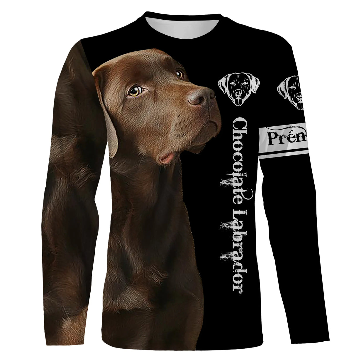 T-shirt Labrador Chocolate noir unisexe, design photoréaliste personnalisable photo Retriever