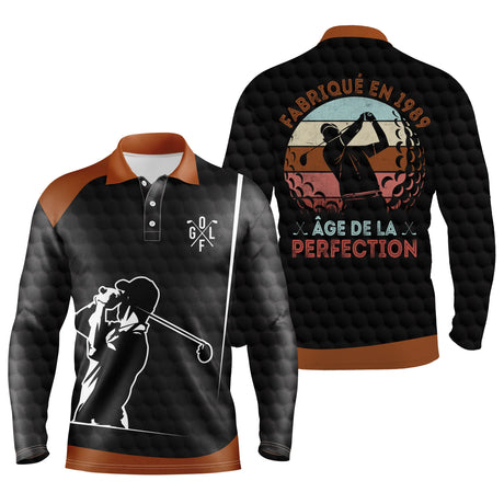 Alpenext - Polo De Golf, Cadeau Humour Pour Fans De Golf, Anniversaire 1989, Polo de Sport Homme et Femme, Fabriqué en 1989 - Âge de la Perfection - CTS27052221 - Polo Manches Longues Unisexe