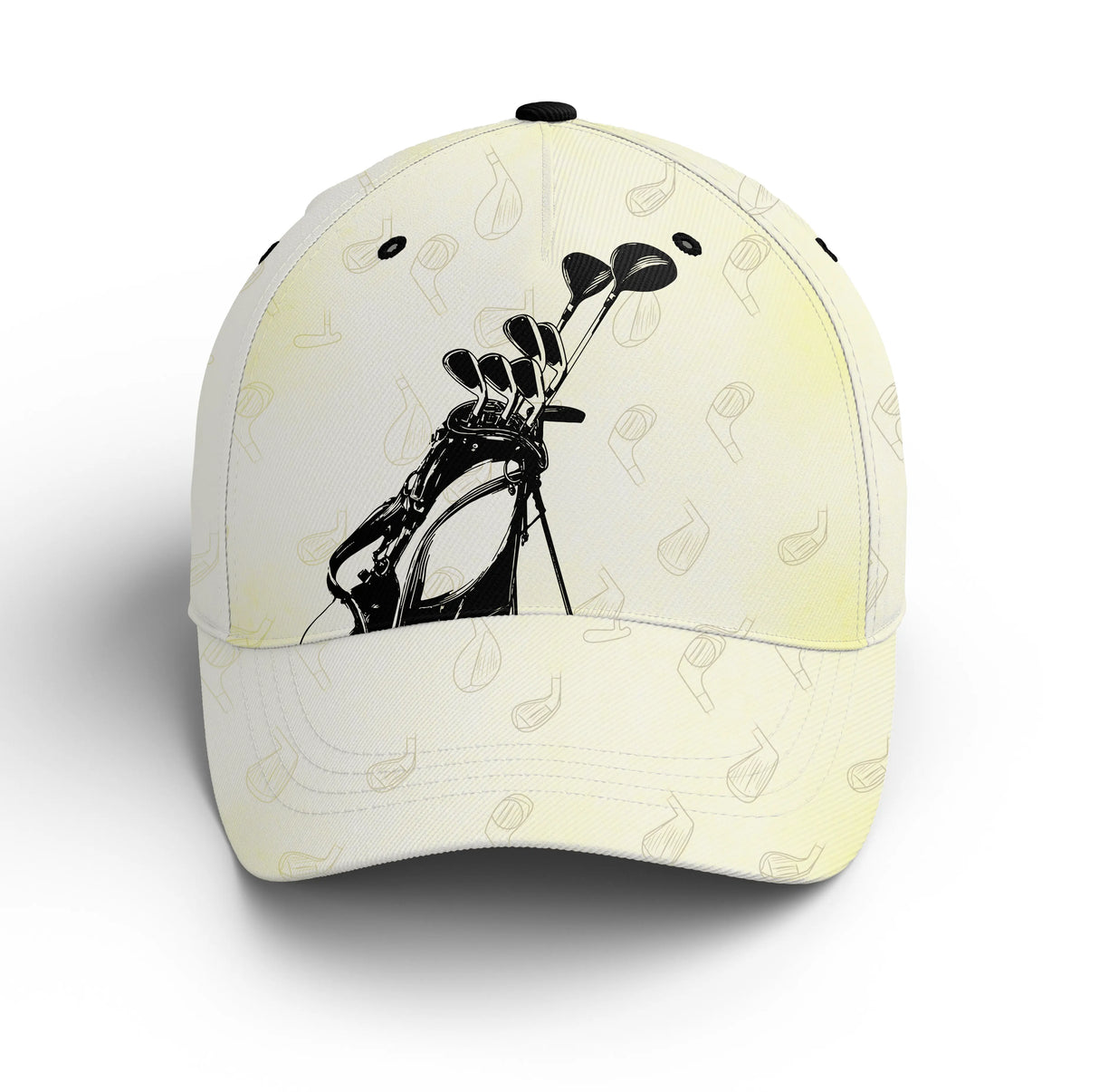 Casquette golf beige noir club minimaliste parcours golfeur élégant unisexe