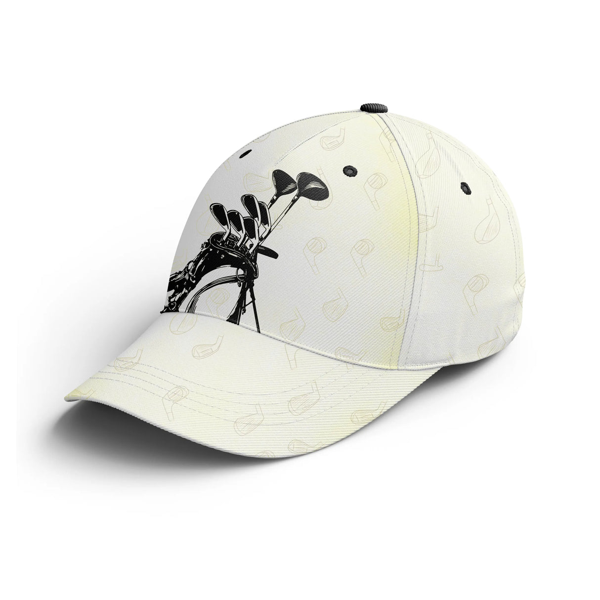 Casquette golf noir beige club golf stylisé discret design élégant unisexe parcours