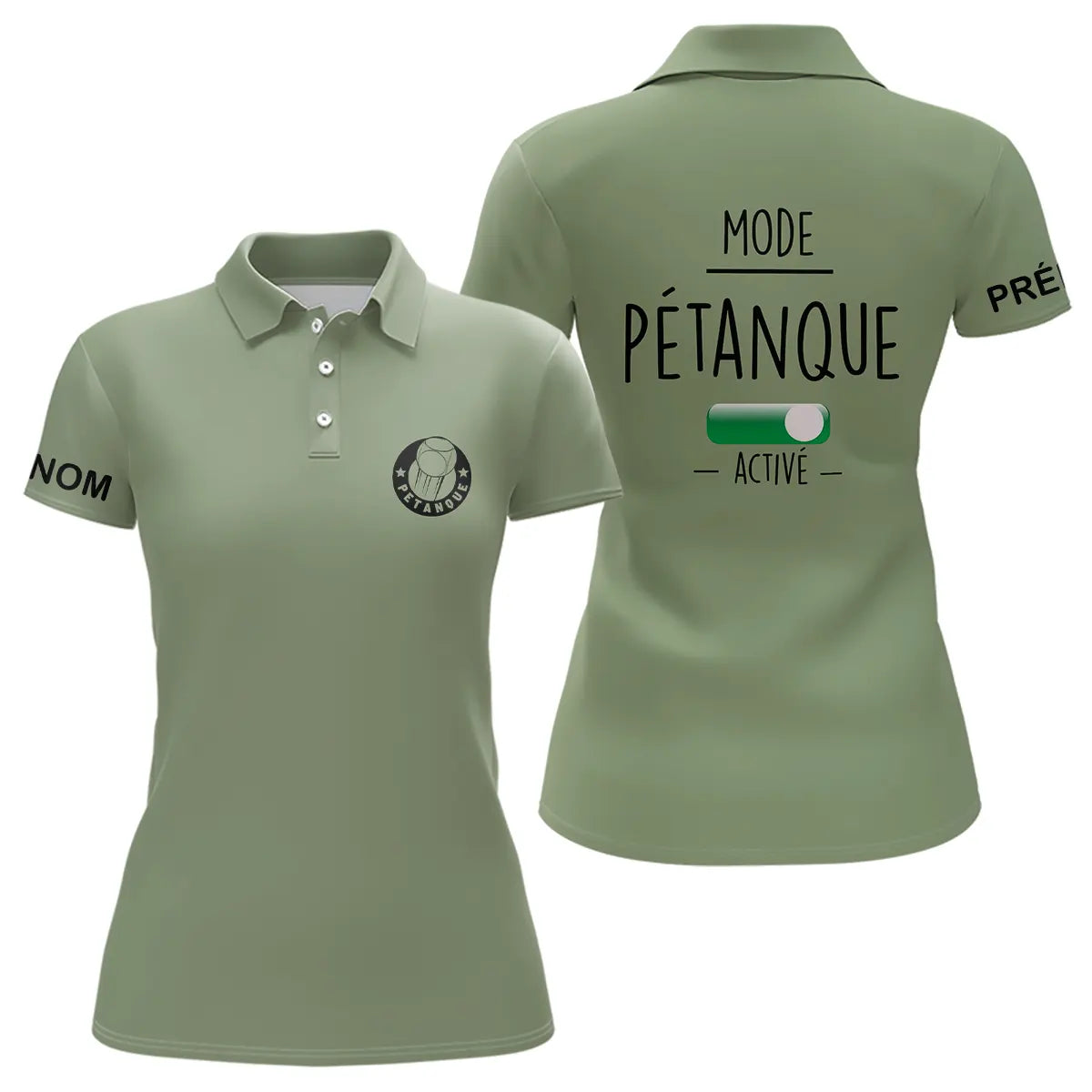 Polo pétanque femme manches courtes design Mode Pétanque Activé sublimation intégrale boulisteuse