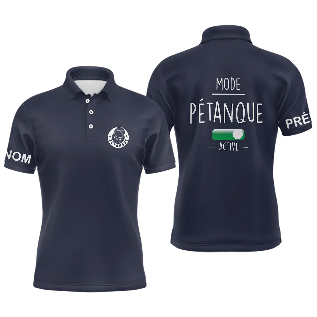 Polo pétanque homme variante design Mode Activé coupe ajustée bouliste personnalisable