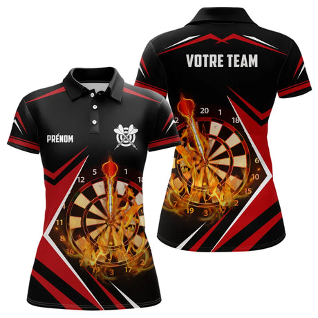 Polo Sportif Dynamique - Design Flammes Dart, Personnalisable, Équipe et Prénom Inclus - AL12062424 - Polo Femme