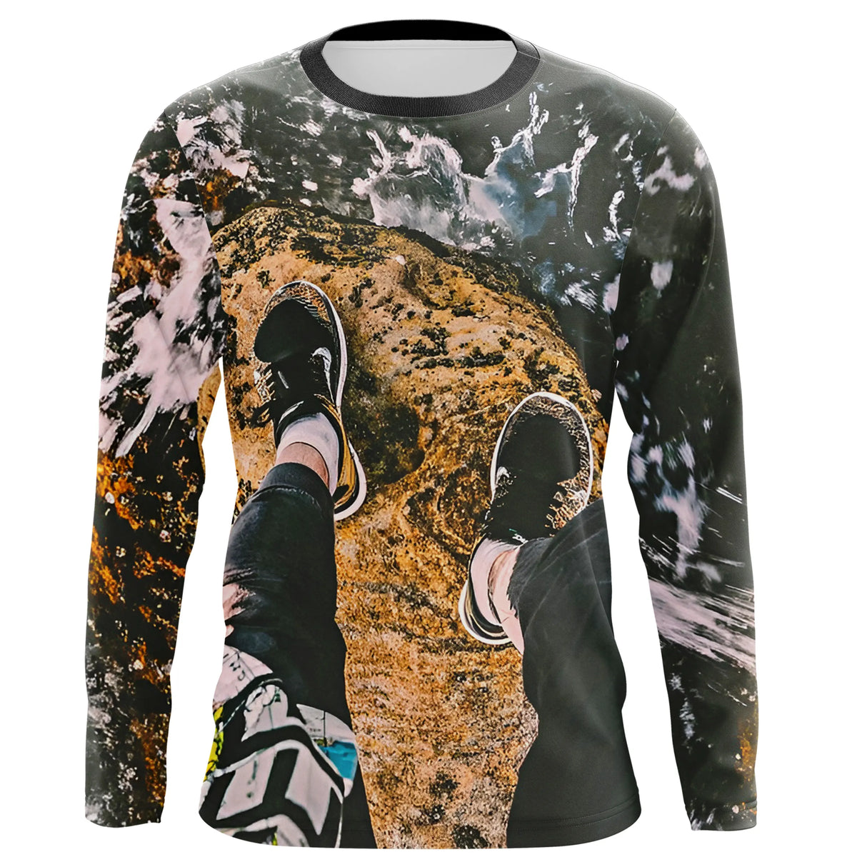 T-shirt randonnée variante avec rocher et nuages