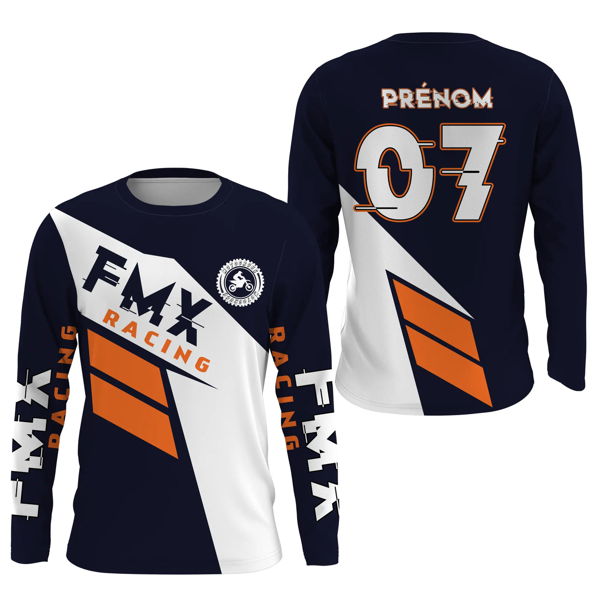 Anti-UV manches longues sweat motocross FMX Racing, tenue piste avec prénom et numéro pour pilote freestyle
