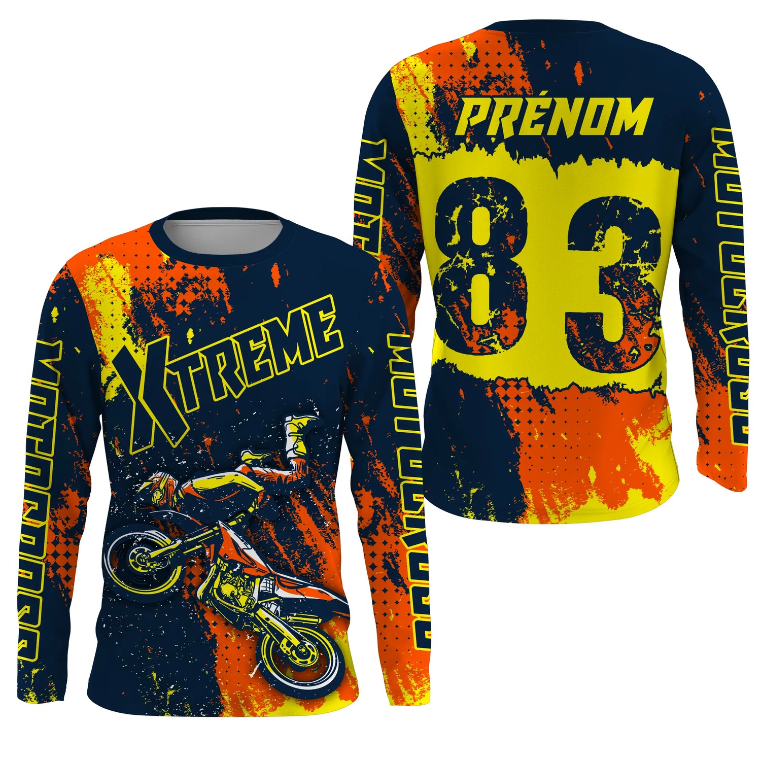 Maillot Cross Protection UV Jaune, Cadeau Personnalisé Pilote Moto Cross, Courses Tout-Terrain Extrême - MZ27122210 - Anti-UV T-shirt manches longues
