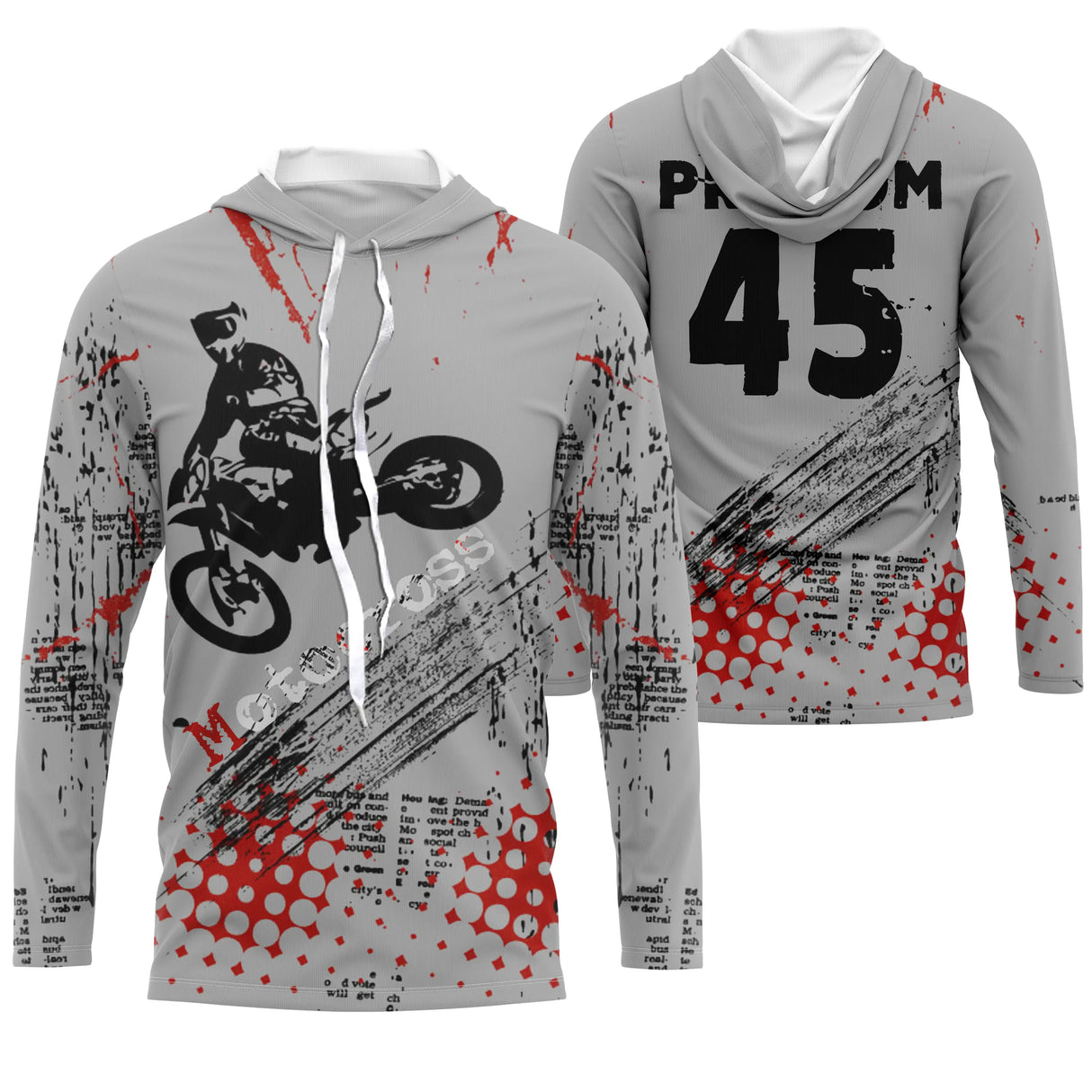 Anti-UV à capuche motocross freestyle, design dirt bike personnalisé pour amateur tout-terrain