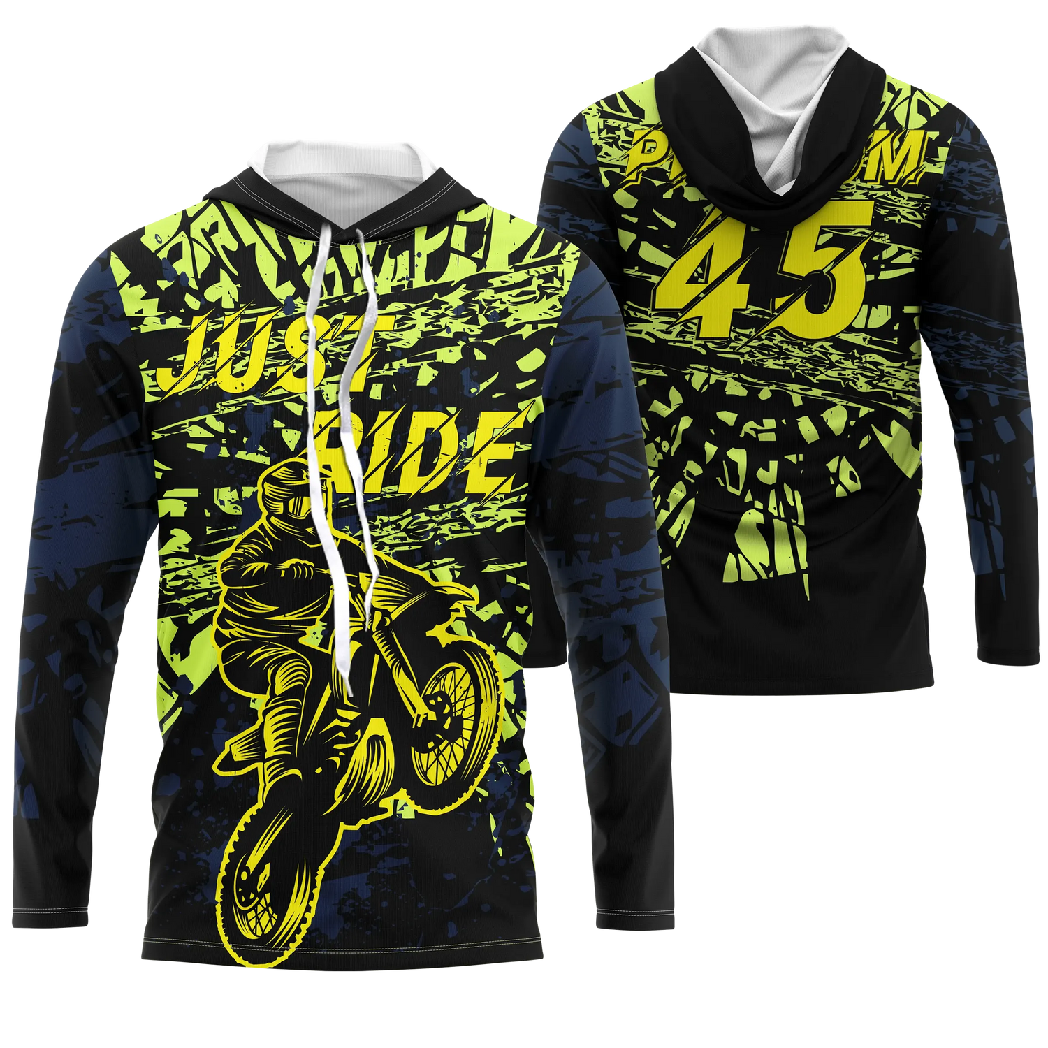 Maillot Cross Protection UV Vert Jaune, Cadeau Personnalisé Fan Moto Tout-Terrain - CT20122215 - Anti-UV T-Shirt à capuche Unisexe