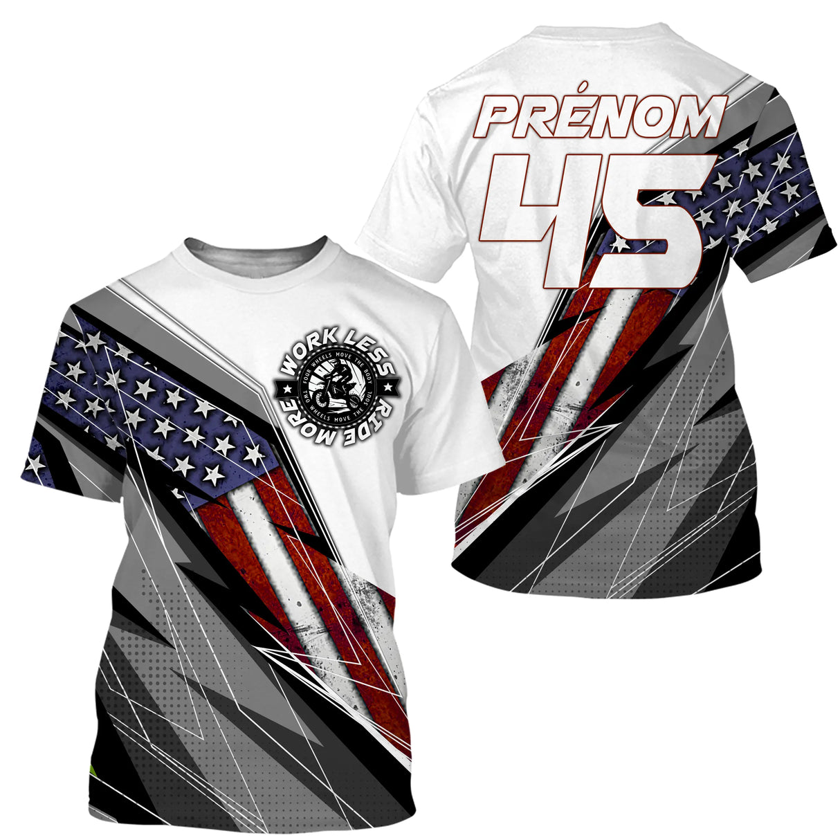 Anti-UV à capuche sweat motocross USA tricolore, design dirt bike américain personnalisé