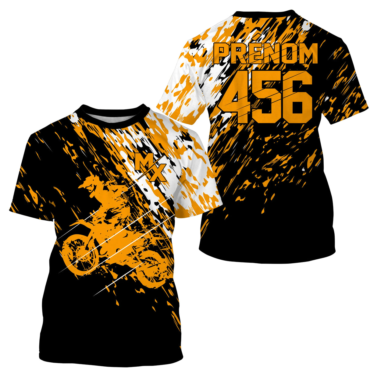 Anti-UV à capuche sweat motocross orange noir, design dirt bike KTM personnalisé pour pilote