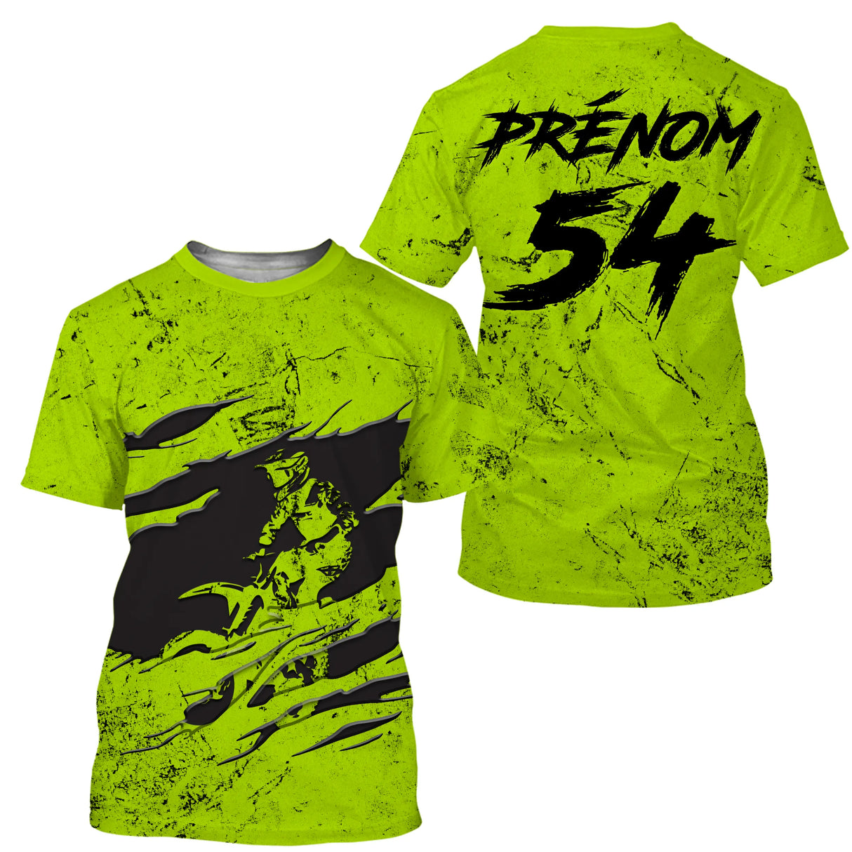 Anti-UV à capuche sweat motocross vert lime fluo, design dirt bike personnalisé pour pilote MX